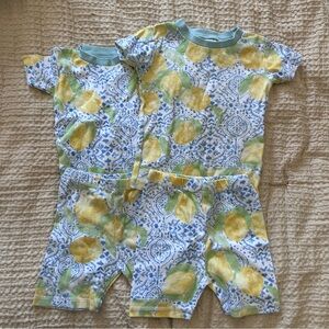 Burt’s Bees Sister Set Matching Pajamas Lemon‎ Positano size 2t & 12m